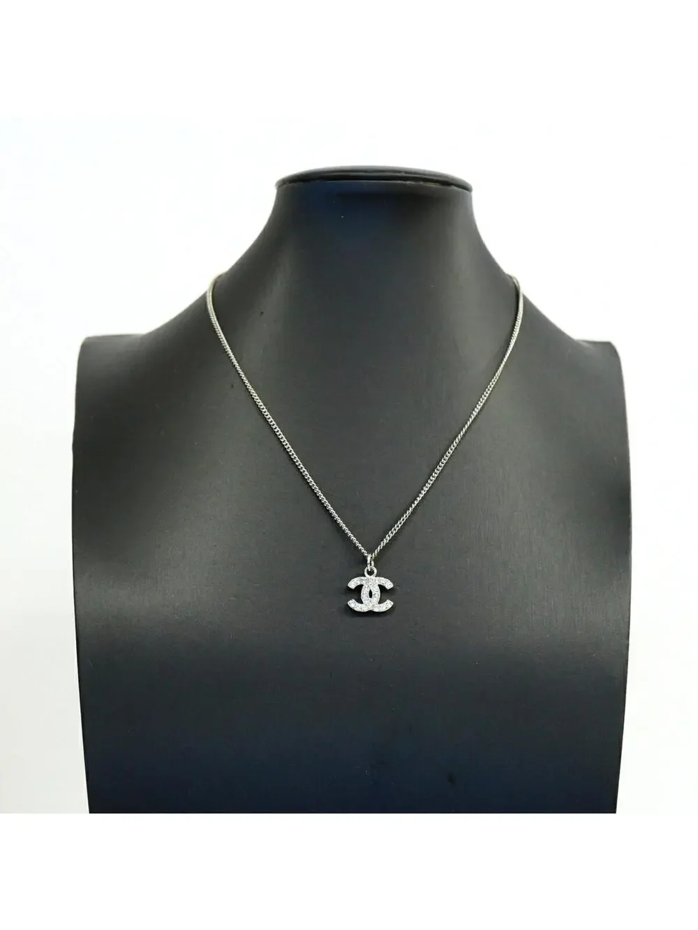 Chanel Cc Logo Pendant Necklace Silver- #357857C68B